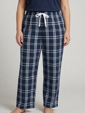 GEORGE Navy Blue Plaid Pajama Pants Drawstring Waist,Cotton Lounge pants,Size 2X
